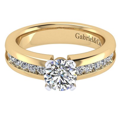 Engagement Ring 14k Yellow/white Gold Diamond Straight