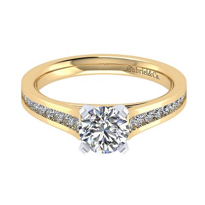 Engagement Ring 14k Yellow/white Gold Diamond Straight