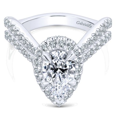 18K White Gold Diamond Halo 18K White Gold Engagement Ring ER13661P6W84Jj