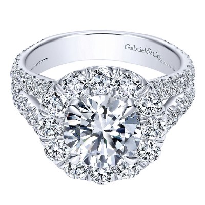 18K White Gold Diamond Halo 18K White Gold Engagement Ring ER8326W84Jj