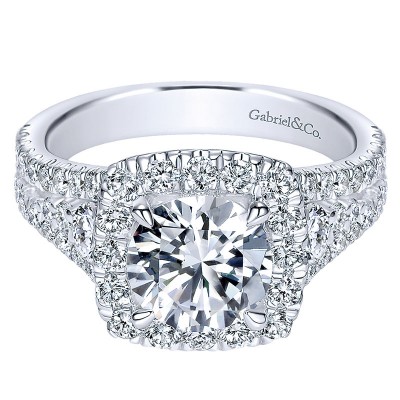 18K White Gold Diamond Halo 18K White Gold Engagement Ring ER8333W84Jj