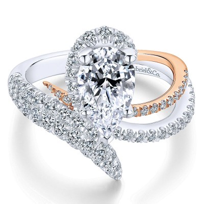 Engagement Ring 18k White/pink Gold Diamond Halo