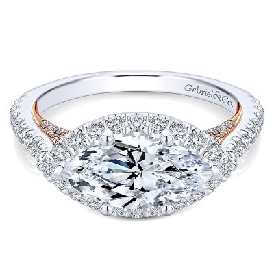 Engagement Ring 18k White/pink Gold Diamond Halo