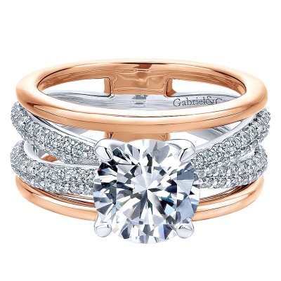 18K White/Pink Gold Diamond Split Shank Two-Tone Engagement Ring ER12355R6T84Jj