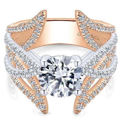 Engagement Ring 18k White/pink Gold Diamond Split Shank