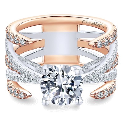 Engagement Ring 18k White/pink Gold Diamond Split Shank