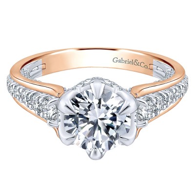 Engagement Ring 18k White/pink Gold Diamond Straight