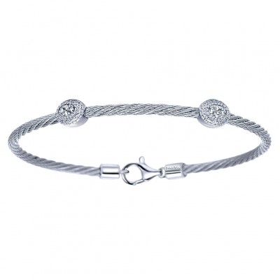 925 Silver/stainless Steel Diamond Bracelet