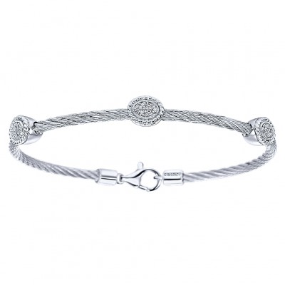 925 Silver/stainless Steel Diamond Bracelet