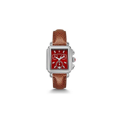 Deco, Red Diamond Dial Chestnut Leather Watch