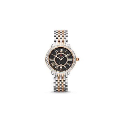 Serein 16 Diamond Two-Tone Rose Gold, Black Diamond Dial Watch