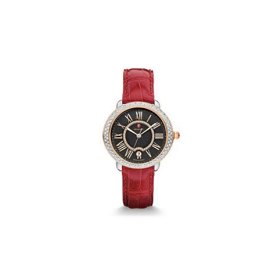 Serein 16 Diamond Two-Tone Rose Gold, Black Diamond Dial Garnet Alligator Watch