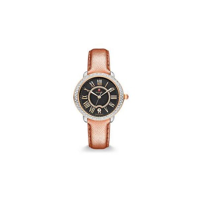 Serein 16 Diamond Two-Tone Rose Gold, Black Diamond Dial Rose Saffiano Watch