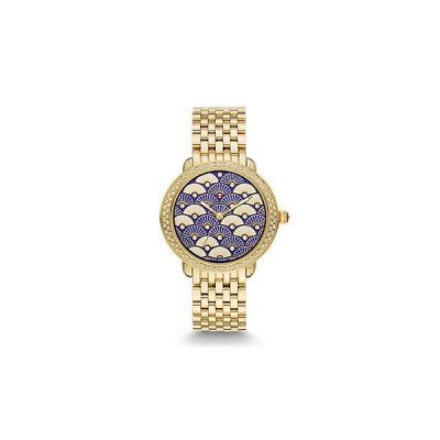 Serein 16 Diamond Gold, Blue Fan Diamond Dial Watch