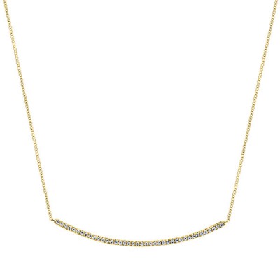14k Yellow Gold Diamond Bar Necklace
