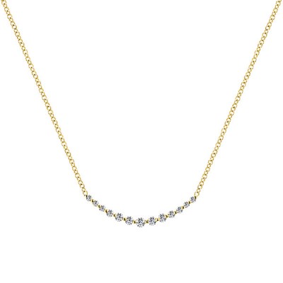 14k Yellow Gold Diamond Bar Necklace