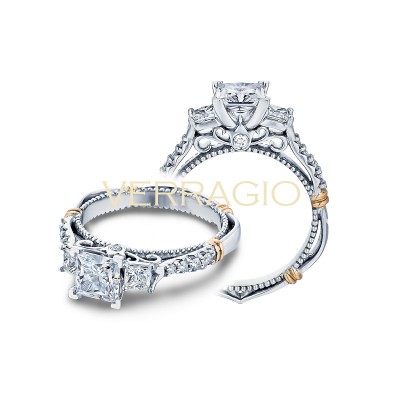 Verragio Three Stone Pave Diamond Engagement Ring