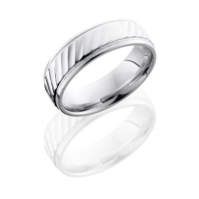 Lashbrook Cobalt Chrome 7mm Beveled Band With Striped Pattern CC7B2UMILWSTRIPES