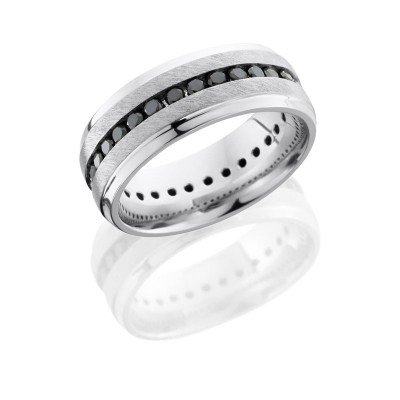 Lashbrook Cobalt Chrome 8mm Beveled Band With Eternity Set Black Diamonds CC8B(S)ETERNITYBLKDIA.04