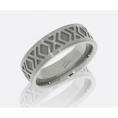 Lashbrook Cobalt Chrome 9mm Flat Band With Cross Pattern CC9FTWOEQUIS