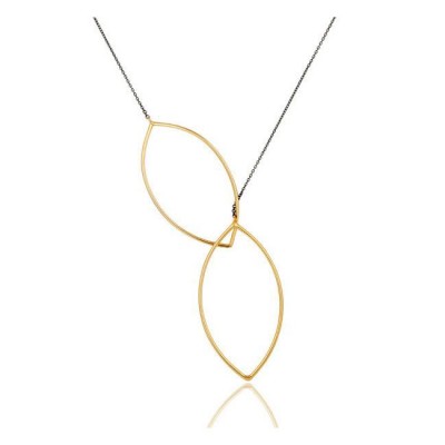 Liv Lariat Necklace In Oxidized Reclaimed Silver + 22K Gold Vermeil