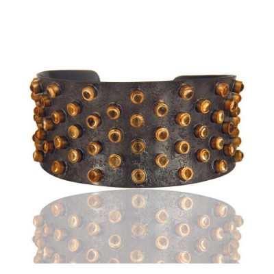 Melrose Citrine Cuff In Reclaimed Sterling Silver + 22K Gold Vermeil