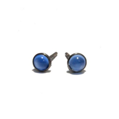 Mikros Petite Gemstone Studs In Reclaimed Sterling Silver
