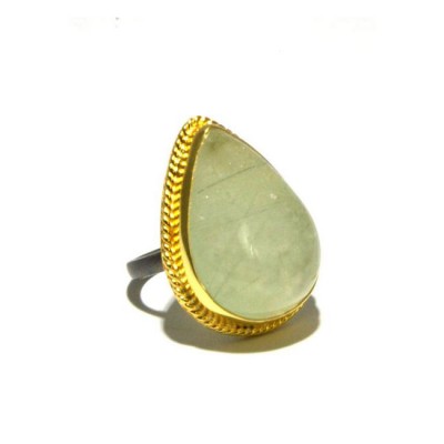 Mixed Metal Prehnite Statement Ring