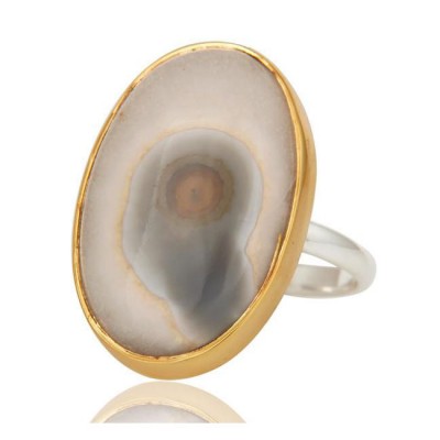 Oval Solar Ice Agate In Mixed Metal