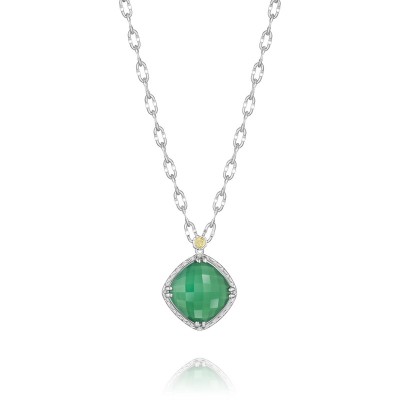 Gem Pendant featuring Clear Quartz over Green Onyx