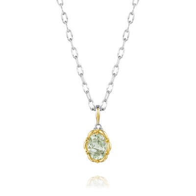 Tacori Seafoam Mint Oval Gold Frame Pendant