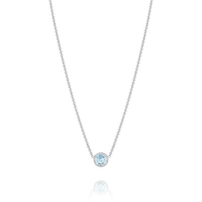 Petite Floating Bezel Necklace featuring Sky Blue Topaz