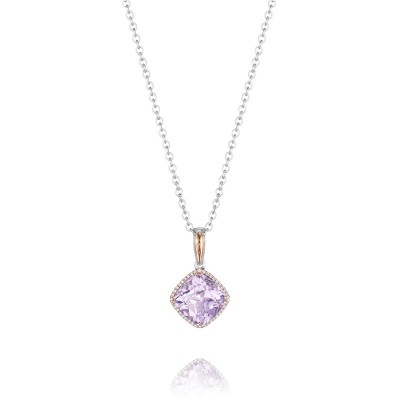 Pavé Bloom Pendant featuring Rose Amethyst