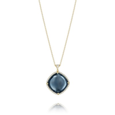 Pavé Cushion Pendant featuring Sky Blue Topaz over Hematite