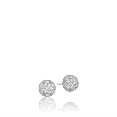 Petite Dew Drop Stud featuring Pavé Diamonds
