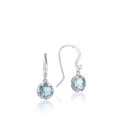 Petite Crescent Drop Earrings featuring Sky Blue Topaz