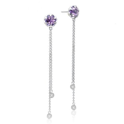 Drop Chain Earrings featuring Amethyst