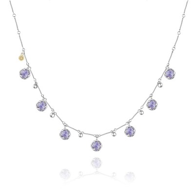 Multi-Gem Drop Necklace featuring Amethyst