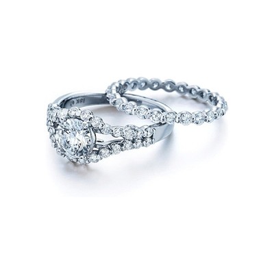 Verragio Bar Set Round Diamond Engagement Ring
