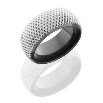 Lashbrook Zirconium 10mm Domed Band With Beveled Edges And Knurl Pattern Z10DB/KNURL