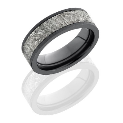 Lashbrook Zirconium 7mm Flat Band With 5mm Meteorite Z7F15-METEORITE