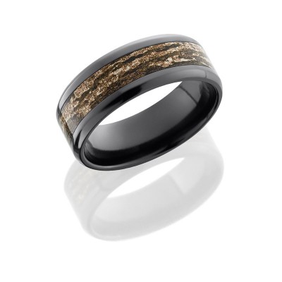 Lashbrook Zirconium 8mm Beveled Band With 4mm Mossy Oak Bottom Land Pattern Z8B14(NS)/MOCBL