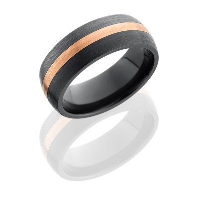 Lashbrook Zirconium 8mm Domed Band With 2mm 14Kr Z8D12/14KR