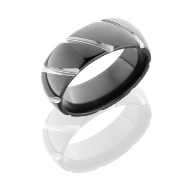 Lashbrook Zirconium 8mm Domed Band With Striped Pattern Z8D/STRIPE