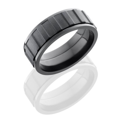 Lashbrook Zirconium 8mm Flat, Spinner Band With Gear Pattern Z8F/GEARSPINNER