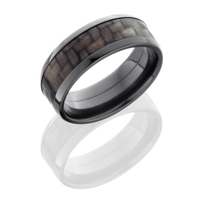 Lashbrook Zirconium 8mm Beveled Band With 5mm Of Carbon Fiber ZC8B15/CF