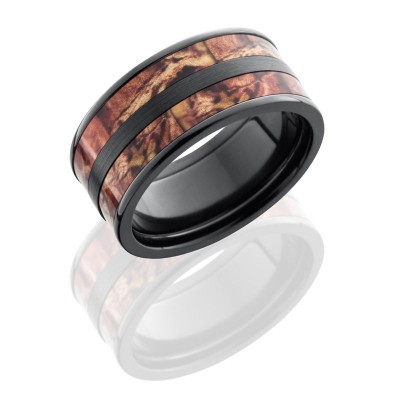 Lashbrook Zirconium 10mm Flat Band With 2 3mm Of Mossyoak Infinity Camo ZCAMO10F23/INFINITY