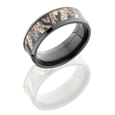 Lashbrook Zirconium 8mm Beveled Band With 5mm Of Mossyoak Camo ZCAMO8B15/MOSSYOAK