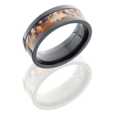 Lashbrook Zirconium 8mm Flat Band With 4mm Of Mossyoak Camo ZCAMO8F14/RTMAX4