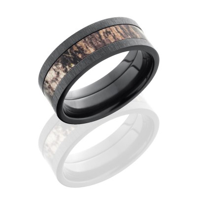 Lashbrook Zirconium 8mm Flat Band With 4mm Of Mossyoak Camo ZCAMO8F14/MOSSYOAK 